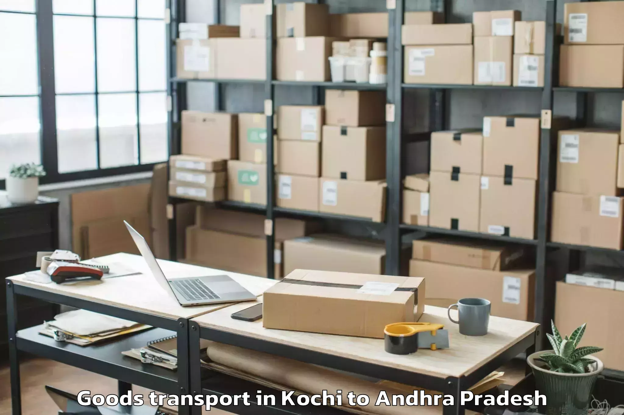 Trusted Kochi to Abhilashi University Guntur Goods Transport